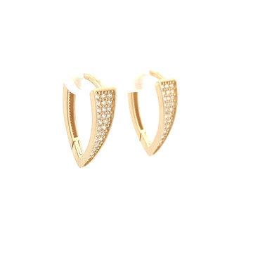 Žluté zlato náušnice se zirkony do špičky